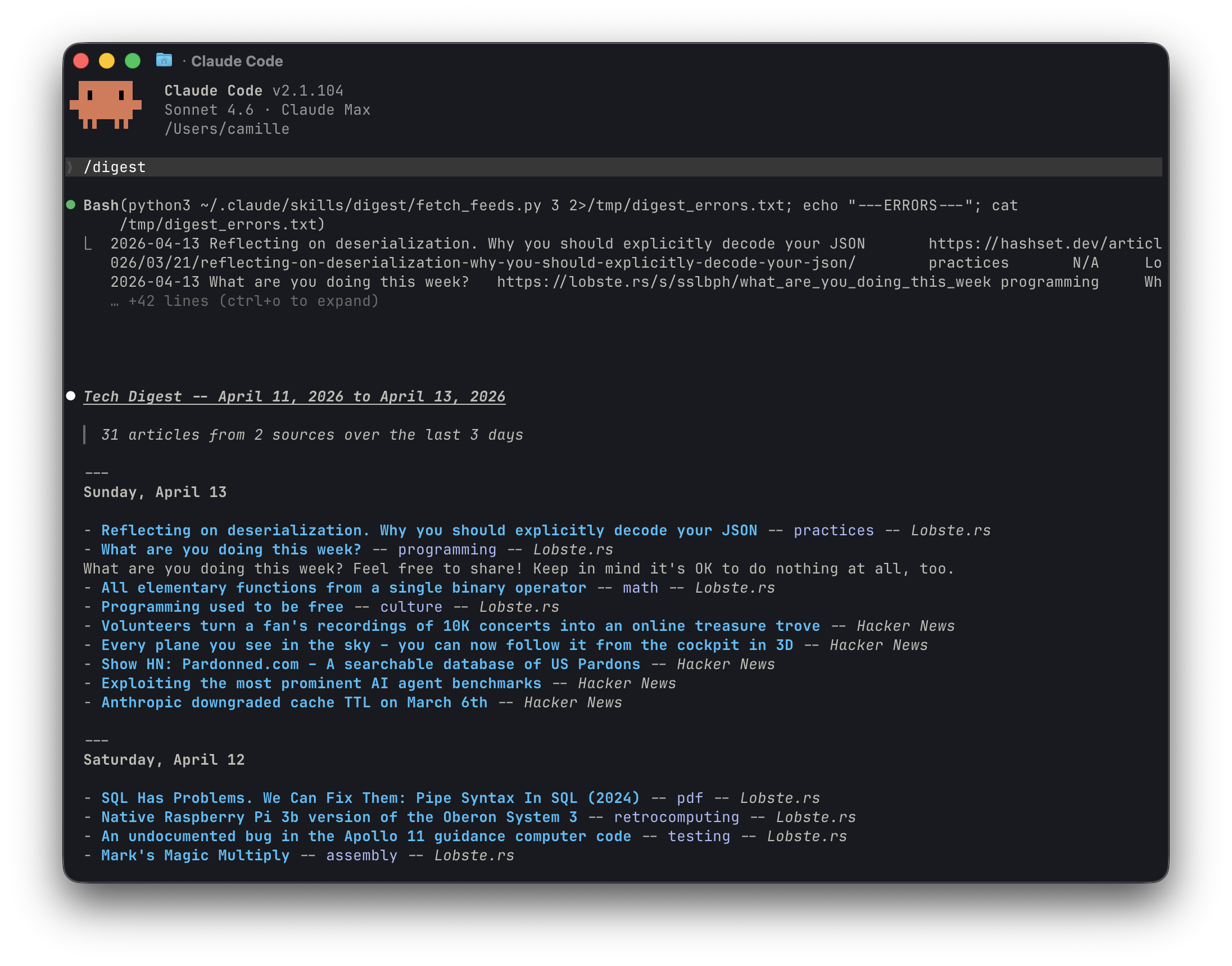 /digest sur Claude Code